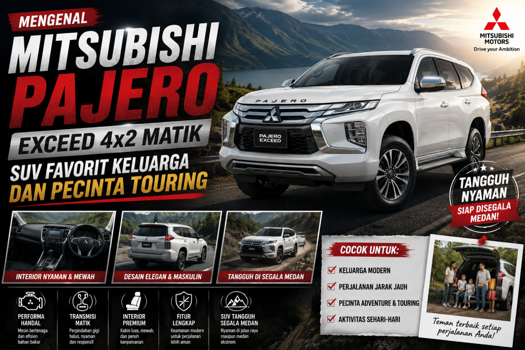 Mengenal Mitsubishi Pajero Exceed 4×2 Matik, SUV Favorit Keluarga dan Pecinta Touring