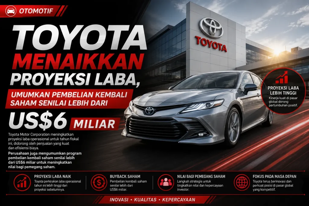 Toyota Menaikkan Proyeksi Laba, Umumkan Pembelian Kembali Saham Senilai Lebih dari US$6 Miliar